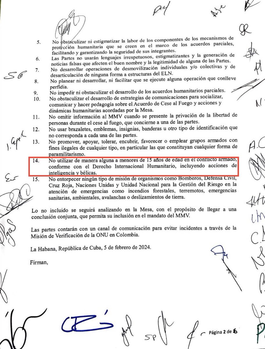 El gobierno de Gustavo Petro se sentó con los terroristas del ELN y acordaron que esa guerrilla puede reclutar menores de 15, 16 y 17 años.

Esto es realmente indignante. Un gobierno que avala por medio de un documento oficial el reclutamiento ilegal.
