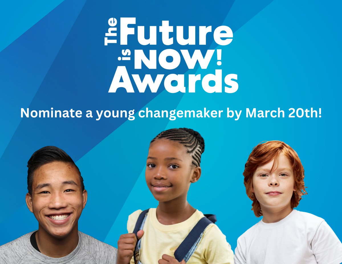 Know a young changemaker under 18 who deserves recognition? Nominate them for The Future Is NOW! Awards by March 20. @children1stca Info: childrenfirstcanada.org/the-future-is-…