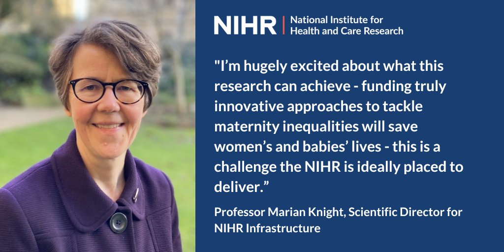 Today we've launched our first 'Challenge' funding call. We're investing £50m into research to tackle inequalities in #maternity care🤰 See below to find out what @marianfknight had to say about the new call!💬 Read more in our news item & apply now: nihr.ac.uk/news/nihr-laun…