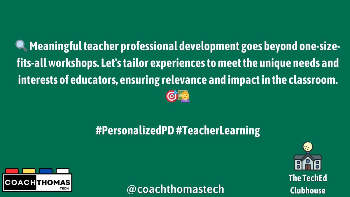 🔍 Meaningful teacher professional development goes beyond one-size-fits-all workshops. Let's tailor experiences to meet the unique needs and interests of educators, ensuring relevance and impact in the classroom. 🎯👩‍🏫 #PersonalizedPD #TeacherLearning