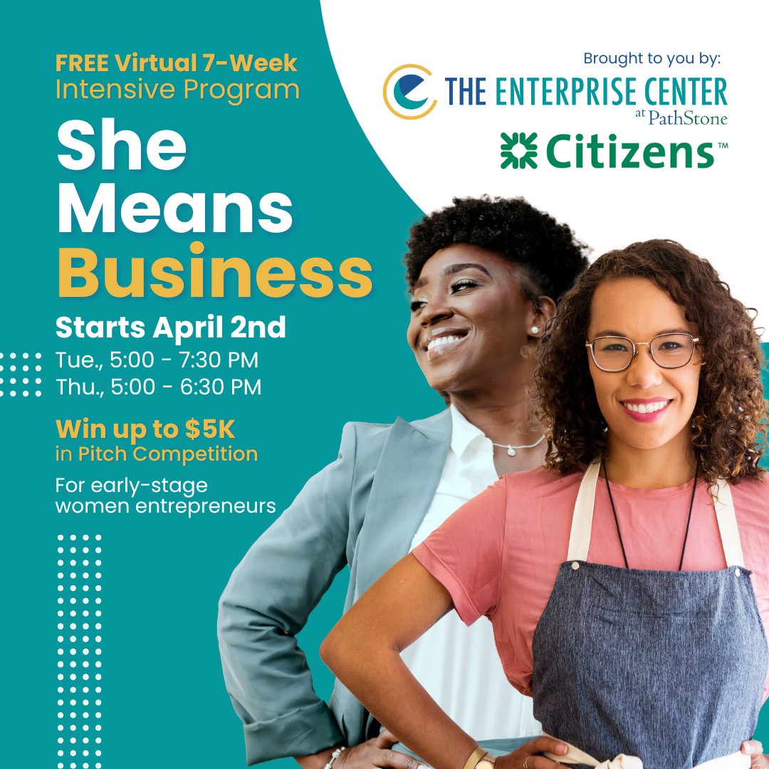 TeCpathstone's tweet image. 🌟 Calling all early-stage women entrepreneurs! She Means Business is back for the 4th round! Our FREE 7-week virtual program starts on April 2nd. Don't miss out on the chance to win up to $5K in our pitch competition! 🚀 🌟 #WomenInBusiness #Entrepreneurship #WomensHistoryMonth