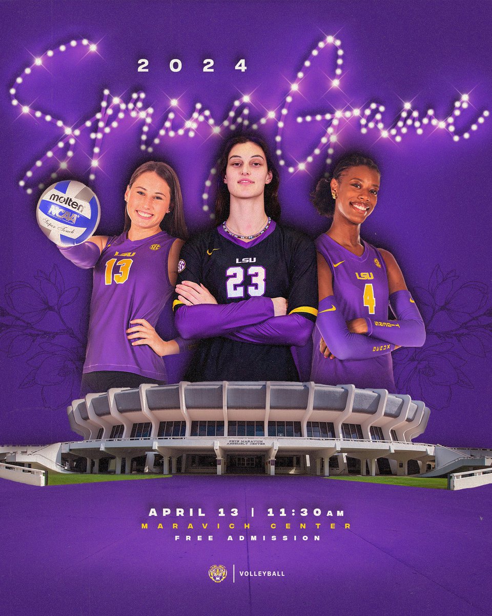 Come pack the PMAC for our spring match vs. UL Lafayette at 11:30 am on April 13 before the @LSUfootball spring game! Free Admission! #GeauxTigers
