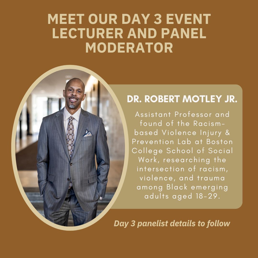 Join Dr. Robert Motley on Day 3 of our 3-day event for a lecture on measuring exposure and consequences of racism-based police violence for Black and Latinx emerging adults, followed by a 2-part panel with experts in the field. Register here: buff.ly/42DJGK8