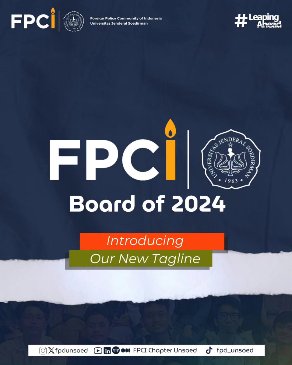 FPCIUnsoed's tweet photo. [Introducing Our New Tagline]

Hello, Sobat Popy!

Introducing our new tagline and branding! This year, we're #LeapingAhead with a renewed focus on progress and excellence. https://t.co/rn4VETDpdc