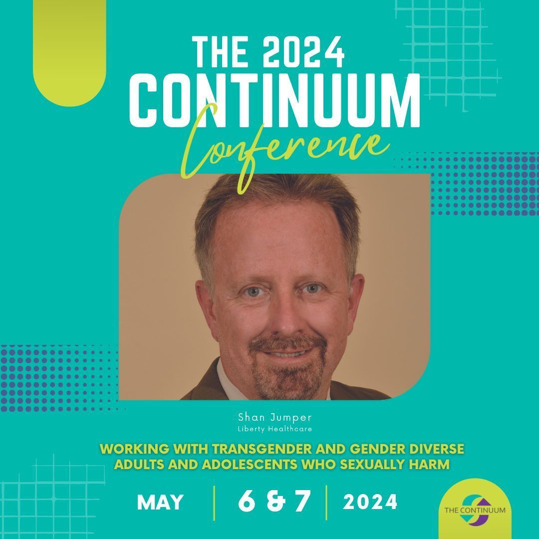 We are pleased to announce that Shan Jumper will be a featured speaker at the 2024 #ContinuumConference! He will be joining us to talk about “Working with Transgender and Gender Diverse Adults and Adolescents Who Sexually Harm”. Learn more at: buff.ly/493L9vT. 

#CC_2024