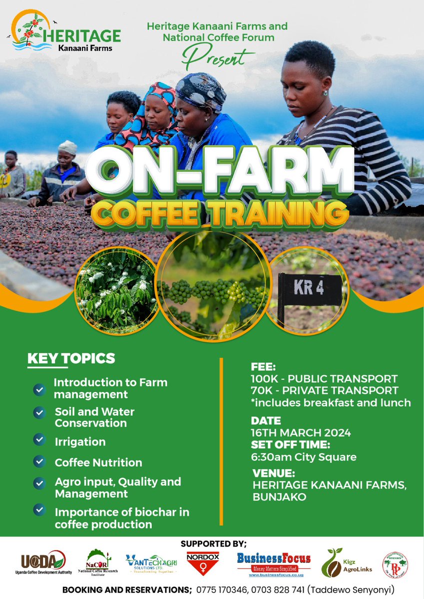 Dear members, on behalf of Heritage Kanaani Farms, I welcome you to the farm this Saturday. In addition to the training, we have organized for you some muchomo and drinks for those who want to chill and enjoy life abit. This will come after all the training sessions are done.