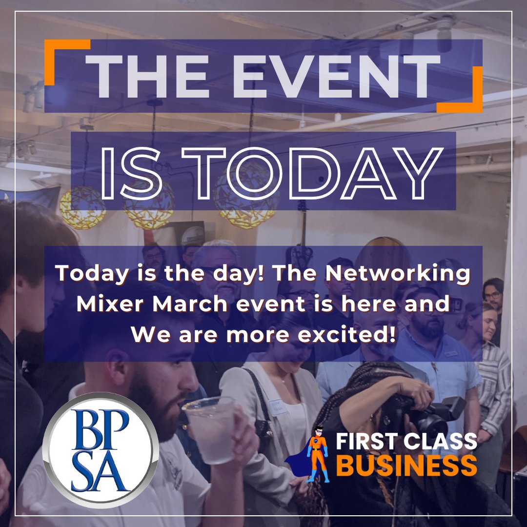 🎉 It's here! 🎉 The Networking Mixer March event is TODAY! Join Business Professionals of San Antonio and First Class Business as we connect and grow. Thanks to BPSA for making it happen! See you there! #NetworkingMixer #BPSA #BusinessGrowth