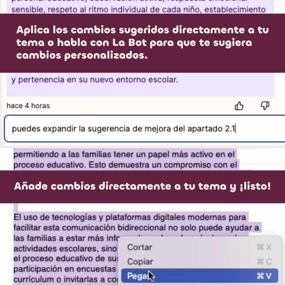 educaia_'s tweet photo. Analiza y mejora tu tema con La Bot. Enfócate en estudiar y ahorra tiempo con nuestra plataforma. La Bot ofrece sugerencias adaptadas a los criterios de evaluación. ¡No pierdas la oportunidad de tener tu tema perfecto! #VentajaEducaia
🦉📚
¡Prueba ya!
🔗https://t.co/8V6c3CTBqe https://t.co/jjHDRKK2wj