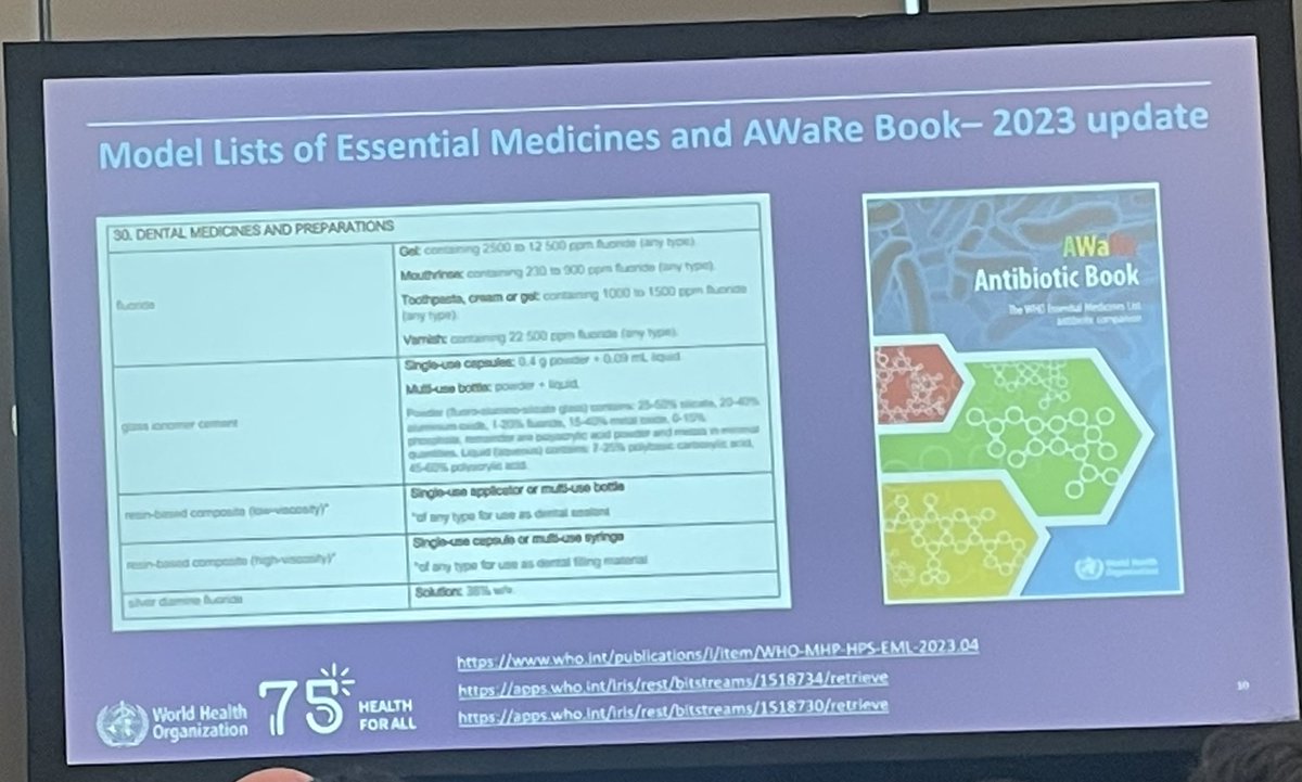 High consumption of antibiotics for oral & dental disease highlighted by @benoit_varenne and the impact it has on antimicrobial resistance globally. #IADR2024 When people need antibiotics, they need to work. The @WHO antibiotic book has an oral & dental chapter. @fdiworlddental