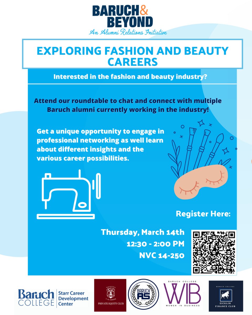 Interested in the #fashion and #beautyindustry? Tomorrow, there will be a #roundtable for students to learn about various career possibilities and #network with professionals in the industry. Register here: bit.ly/BBFash-BeauRou… #baruchstarr #baruchworks
