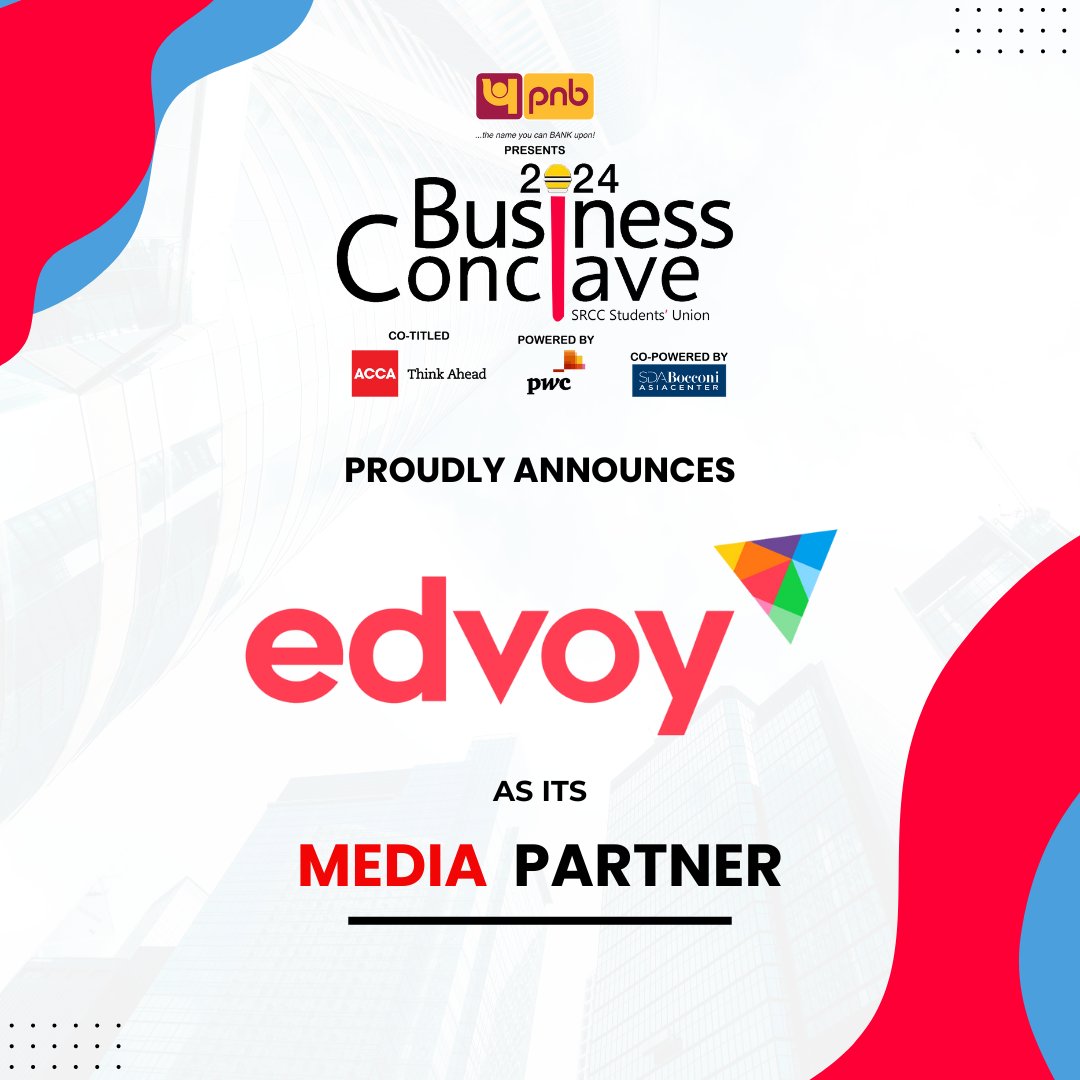 srccbcon's tweet photo. Business Conclave 2024 is delighted to announce Edvoy as our Education Partner for this esteemed event.Navigating the complexities of educational pathways can be daunting, with Edvoy, it's effortless. It streamlines the journey to academic success. #SRCC  #FEST @EdvoyGlobal https://t.co/PyoHTTPLRD