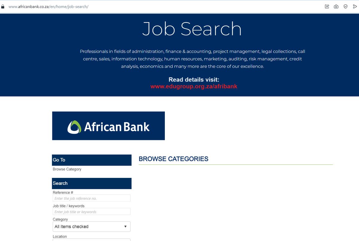 Upload cv/resume to African Bank database 2024
Email cv : careers@africanbank.co.za
All Provinces
Link to Read step by step for proper documents to send or your applications will be ignored👇
👉👉👉bit.ly/3Tez2Wa
REF: your location on subject line