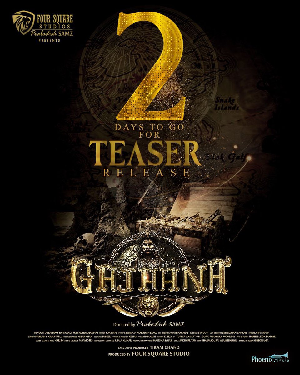 #Gajaana teaser in 2 days. A treasure hunt film. 

Director-producer @LIONSatishSamz.