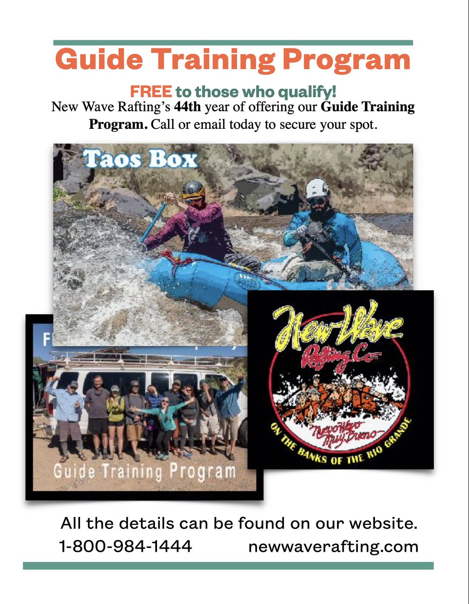 NewWaveRafting's tweet image. Starts ~ May 1, 2024. 
Call today to secure your spot.
#guidetraining newwaverafting.com