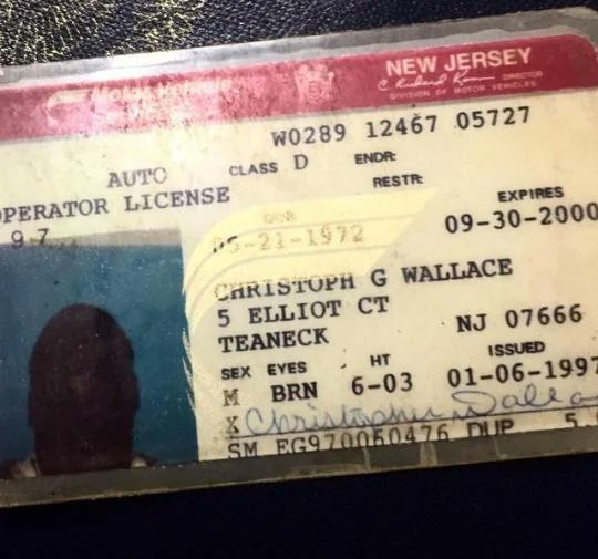WORLDSTAR's tweet photo. Photo surfaces of Notorious B.I.G.'s New Jersey driver's license https://t.co/NuVzLCZSIb
