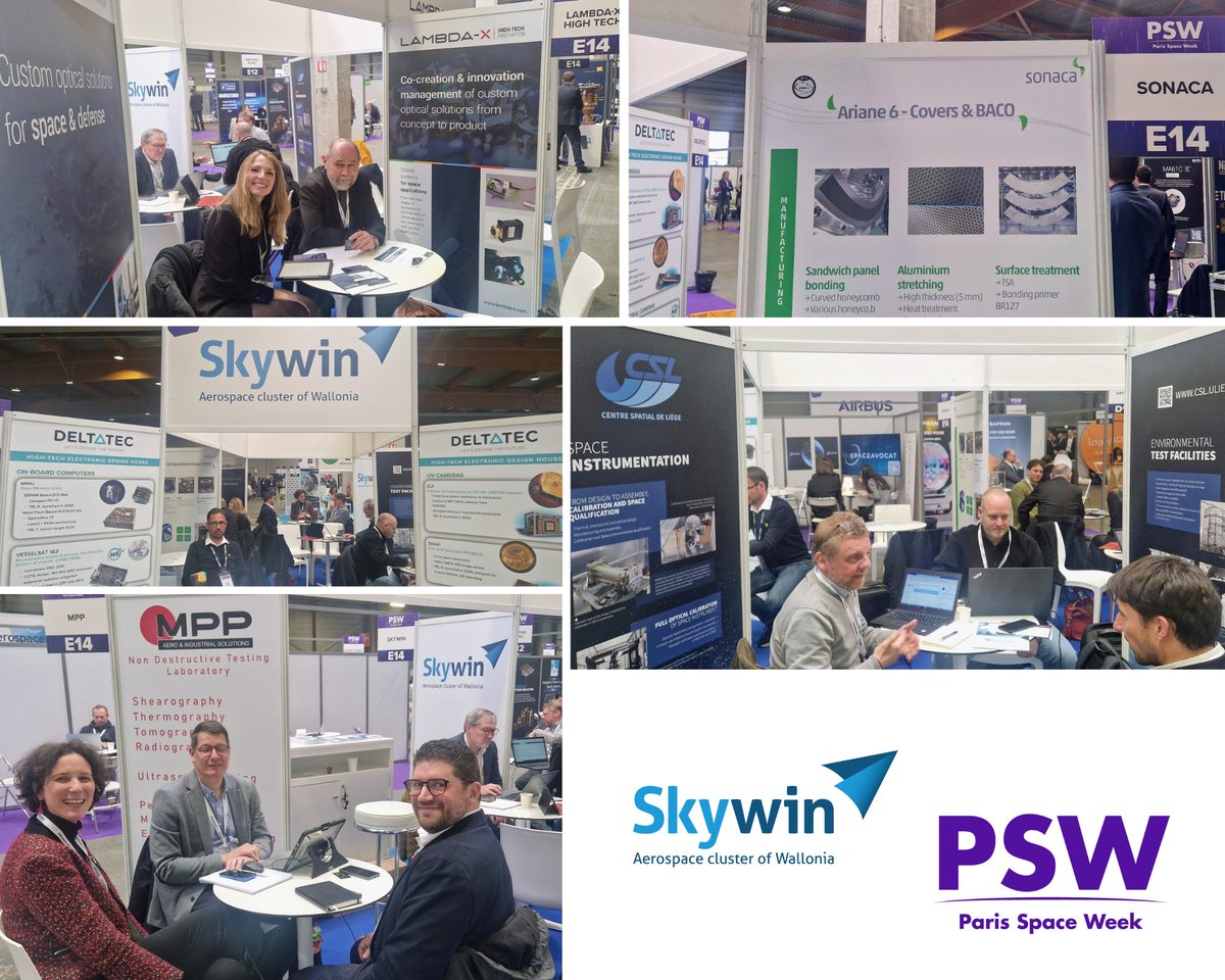 Skywin Wallonie (@poleskywin) on Twitter photo 🚀@Skywin is present with 5 of its members at
<a href="/ParisSpaceWeek/">PARIS SPACE WEEK</a> 2024
Come and see us !
<a href="/CSL_Liege/">Centre Spatial Liège</a>
<a href="/LambdaXsa/">Lambda-X</a>
<a href="/sonaca/">Sonaca Group</a>
<a href="/Deltatecdesign/">DELTATEC</a>
#MPP
#BusinessMeetings #SpaceIndustry #Innovation #FutureFrontiers 🚀@Skywin is present with 5 of its members at
<a href="/ParisSpaceWeek/">PARIS SPACE WEEK</a> 2024
Come and see us !
<a href="/CSL_Liege/">Centre Spatial Liège</a>
<a href="/LambdaXsa/">Lambda-X</a>
<a href="/sonaca/">Sonaca Group</a>
<a href="/Deltatecdesign/">DELTATEC</a>
#MPP
#BusinessMeetings #SpaceIndustry #Innovation #FutureFrontiers