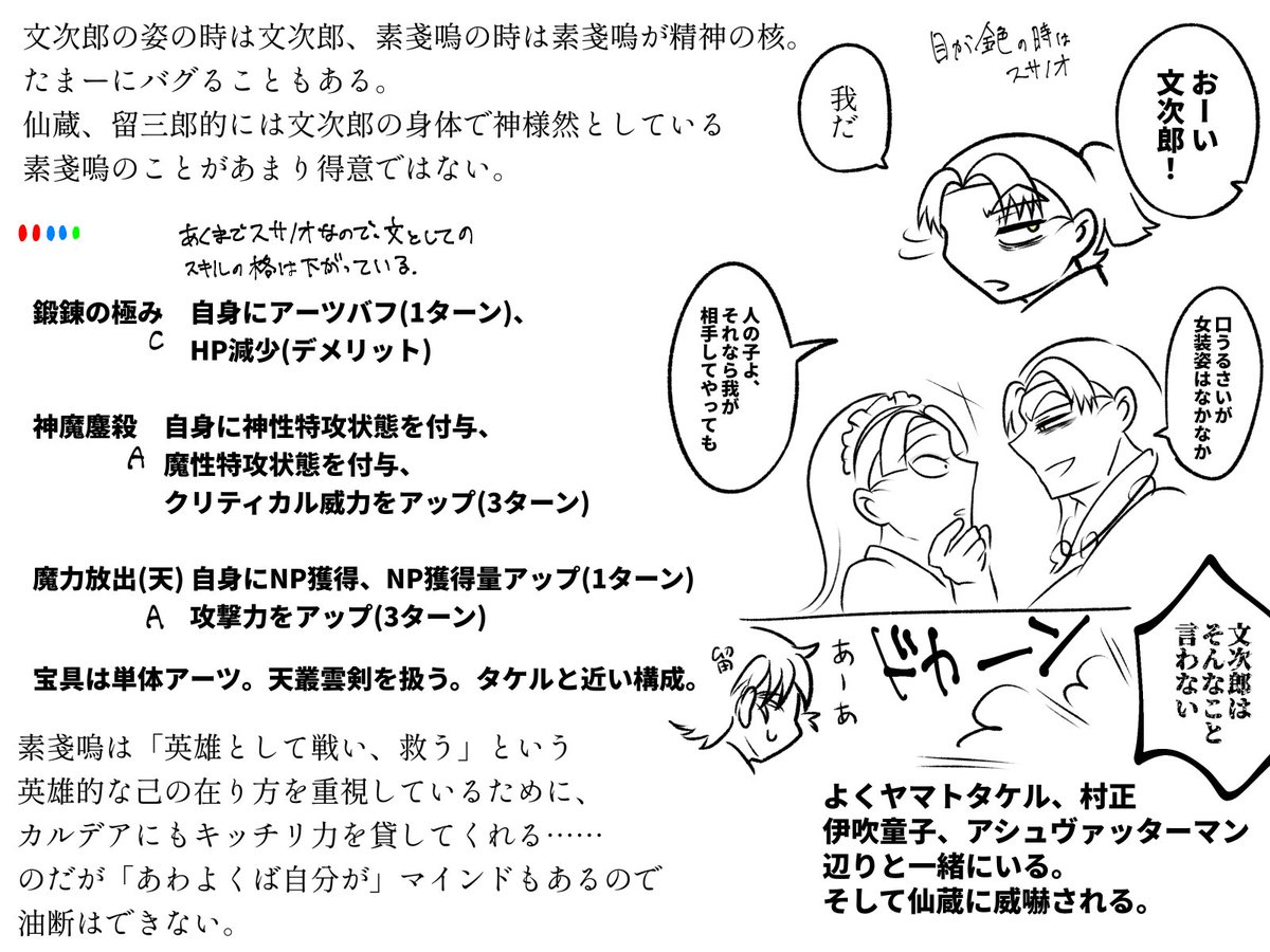 ※えふじおパロ

私だけが楽しい素戔嗚の擬似サーヴァントの文次郎の幻覚!!!!!!!!!!!!!!(某神社における信仰繋がり) 