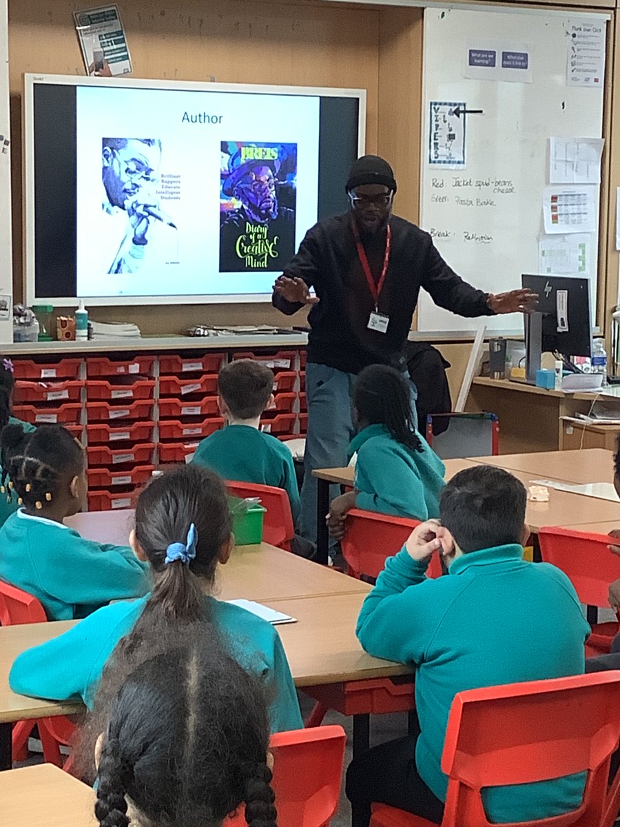 MeridianAngelPS's tweet image. Today Years 3,4,5 and 6 had a visit from rap lyricist and author @MrBreis, who inspired them by sharing his work with them, they even got to join in!@LDBSLAT