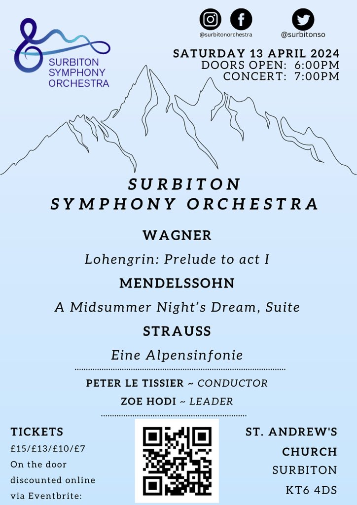 We’re delighted to invite audiences to our performance in a months’ time - featuring the mountain climb of Strauss’s Alpine Symphony! Tickets at: eventbrite.co.uk/e/672983651217