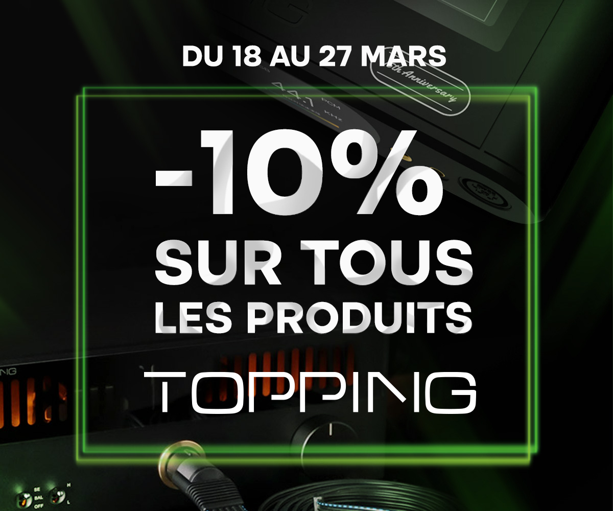📣 Du 18 au 27 mars, on vous propose une 🎁 𝗽𝗿𝗼𝗺𝗼 𝗧𝗼𝗽𝗽𝗶𝗻𝗴 🎁 avec -10% sur tous les produits de la marque !

👉 Retrouvez la promo par ici : audiophonics.fr/108_topping