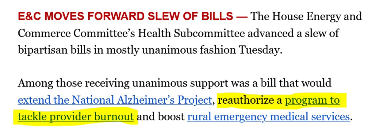 We're very pleased to see that the House's #EnergyandCommerce #Health Subcommittee unanimously supported the re-authorization of the Dr. Lorna #Breen #Healthcare Provider Act. (h/t @POLITICOPulse) @RepGuthrie @cathymcmorris @HouseCommerce @EnergyCommerce #moralinjury #fixmi