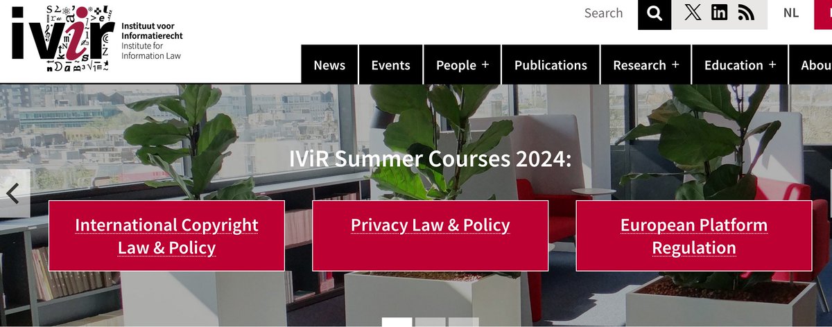 The Institute for Information Law (@ivir_uva) offers 3 parallel summer course in the week of 1 to 5 July 2024 in Amsterdam. For more information please visit our website: ivir.nl