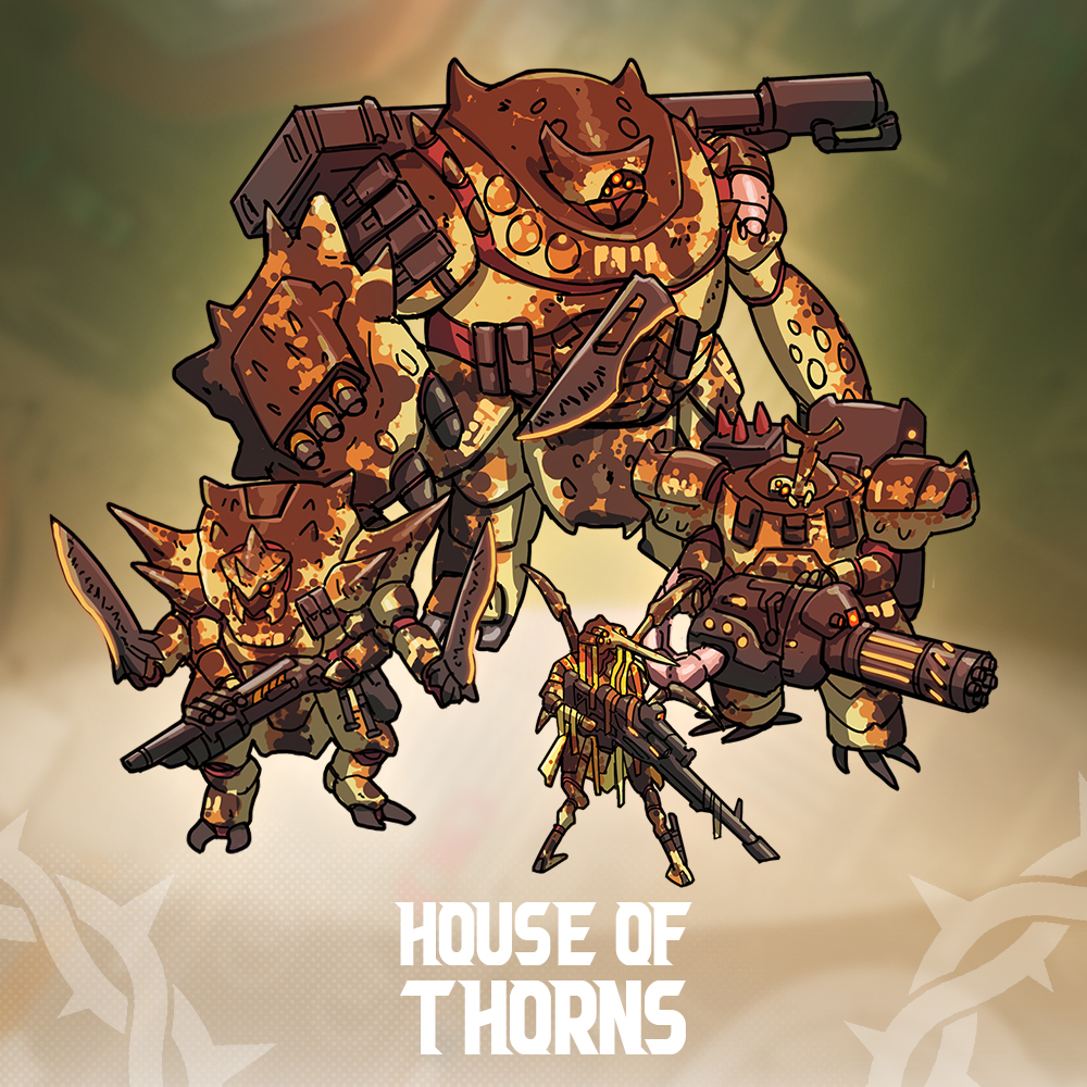 The House of Thorns has arrived and its numerous frames are ready to be deployed

 13 mech tokens to plug in your #LancerRPG or #ttrpg games! Available on itch.io, link in the comments

#scifiart #Marchofrobots