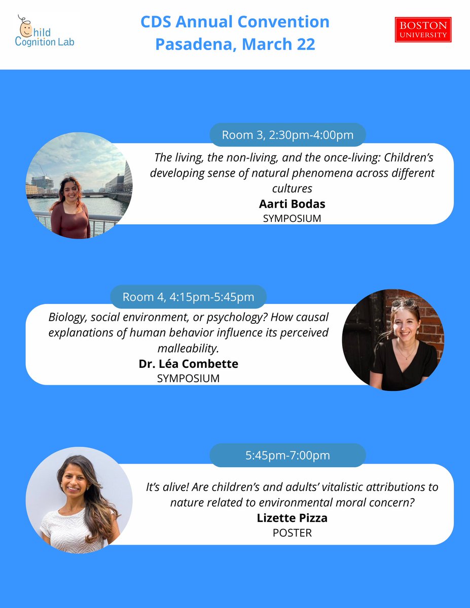 buchildlab's tweet photo. Participating in #CDS2024 next week? Come and check out the work of the Child Cognition Lab!
@DebKelemen
@LeaTanCmbt
@LizettePizza
@aartibodas https://t.co/Y0geyhJIJE