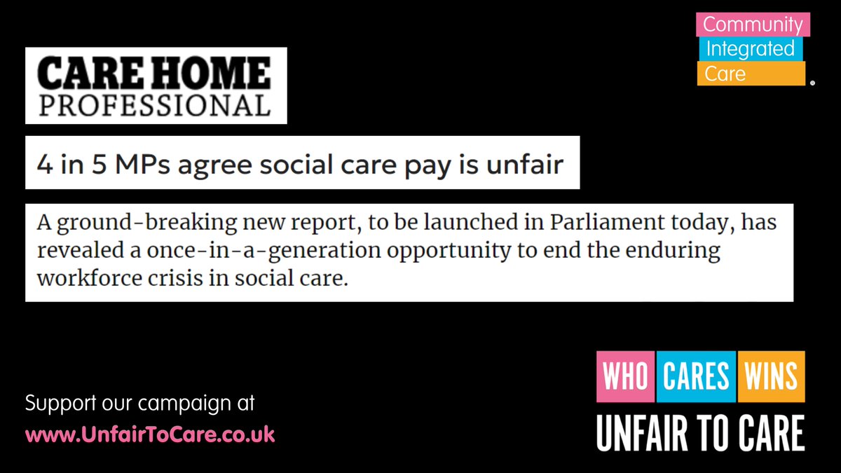 📰'4 in 5 MPs agree social care pay is unfair' Our 2024 Unfair To Care report features in @carehomepro as we prepare to launch this ground-breaking data in Parliament this evening. Read the full article here: carehomeprofessional.com/77-of-mps-say-… Support our campaign at…