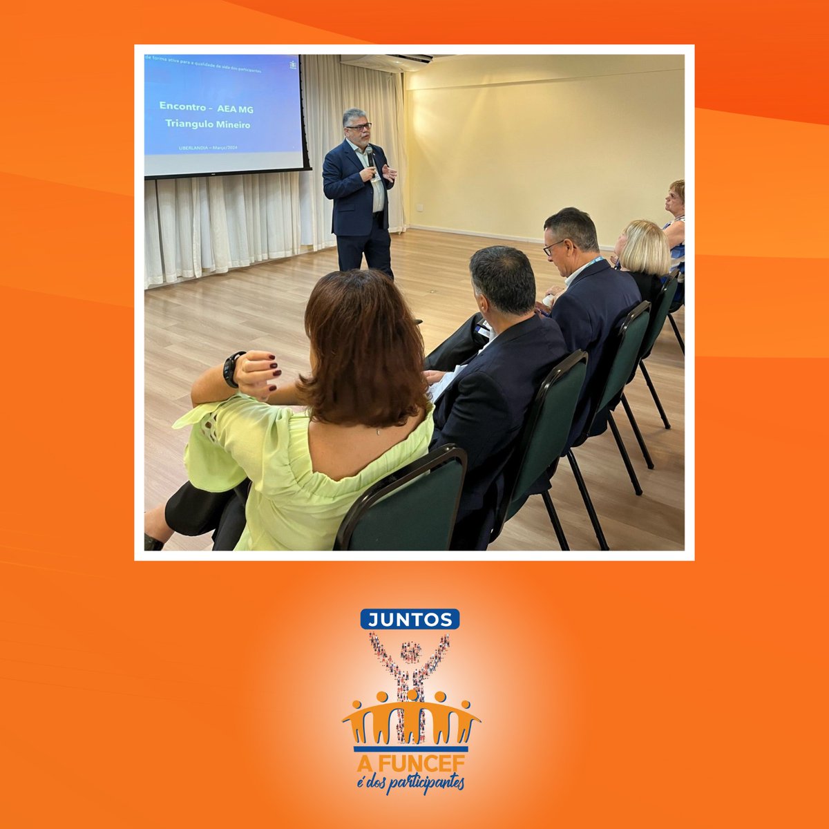 afuncefedospar1's tweet photo. 🗓️Ontem, 11 de Março, Rogério Vida, Diretor Eleito de Administração e Controladoria da FUNCEF, participou de um Encontro com Assistidos promovido pela AEA MG, na regional do Triângulo Mineiro, em Uberlândia.

👉🏽Arraste para o lado e confira! 

#afuncefedosparticipantes #caixa https://t.co/FobEooobvB