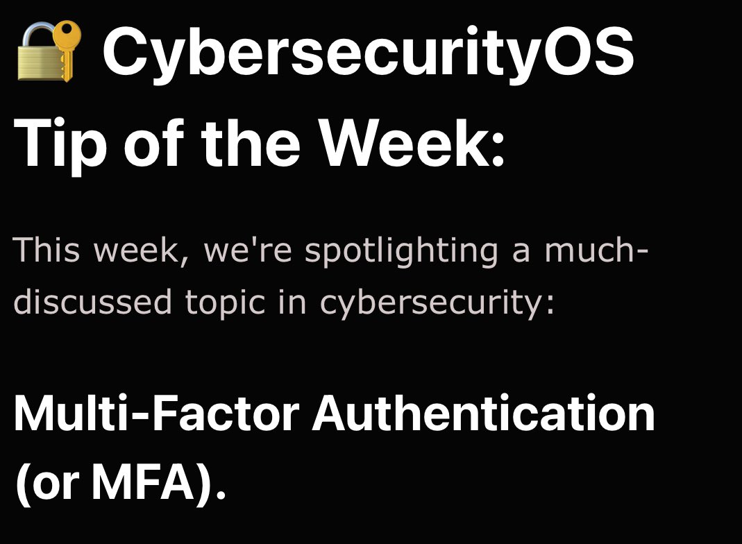 cyb3rshi3ld's tweet image. 🔐 #CybersecurityOS Tip of the Week

(bookmark this 🔖)