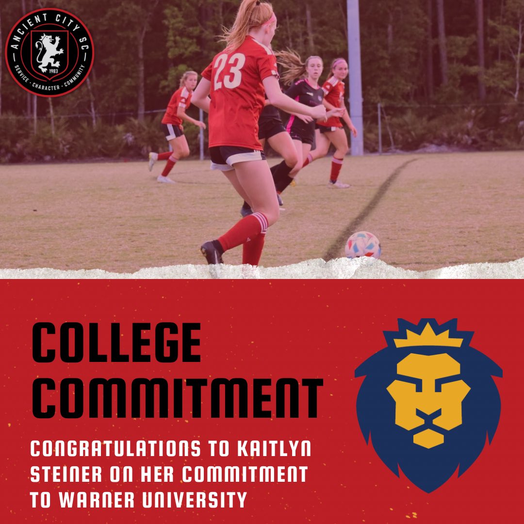 Congratulations on Kaitlyn Steiner on her commitment to continue her academic and soccer career and Warner University! Kaitlyn played on our U19 Girls team last spring ! We wish you good luck in your new chapter!