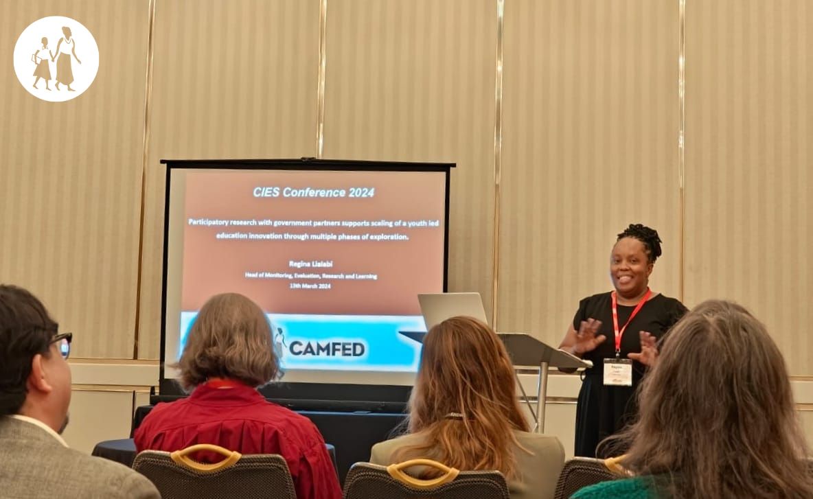 Hands👏🏿 together👏🏿 for CAMFED's Regina Lialabi! Her presentation at #CIES2024 shared participatory research with government partners, focused on integrating education innovations led by young women peer mentors into school systems. Thanks for having us, @cies_us! @WilbardLydia