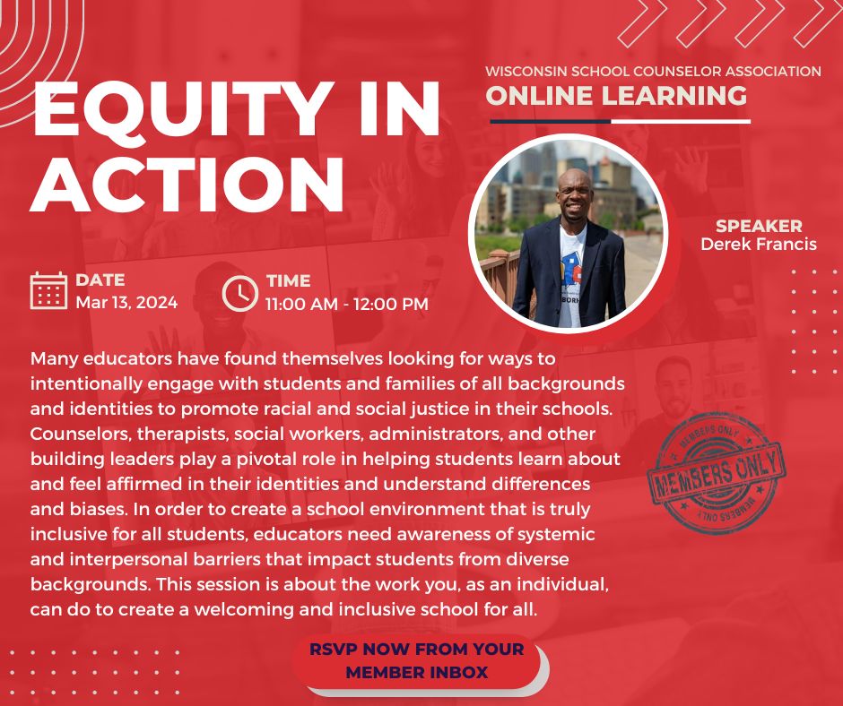 Our next online learning session is happening TODAY, March 13th! Join Derek Francis, Executive Director Of Equity and School Climate at Minneapolis Public Schools, as she shares poignant and actionable content about equity in our schools. buff.ly/3stAsCe