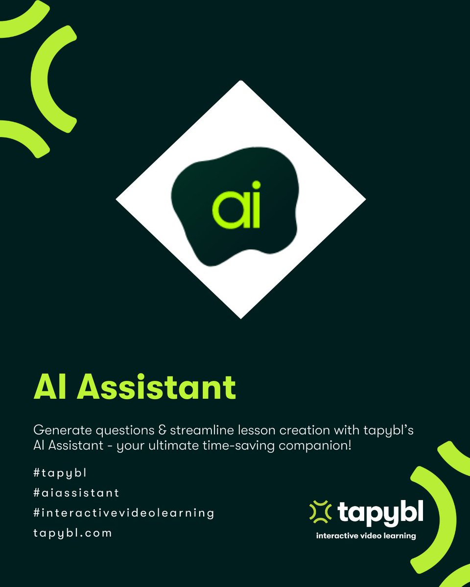 Generate questions and streamline lesson creation with tapybl's AI assistant, your ultimate time-saving companion!

Visit tapybl.com today to learn more about how our AI Assistant can enhance your teaching journey.

#edtech #coursecreation #interactivelearning