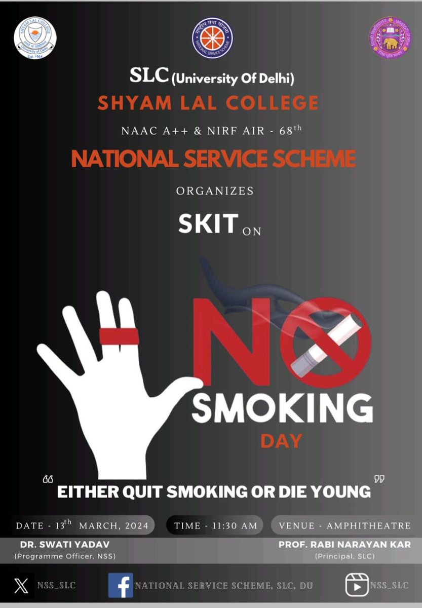 college_slc's tweet image. 🎭 SLC NSS raised awareness on #NoSmokingDay with a powerful skit: &apos;Either quit smoking or die young.&apos; Thanks to all who joined us at the Amphitheatre today! Let&apos;s keep spreading the message. #SayNoToSmoking #HealthAwareness 💪