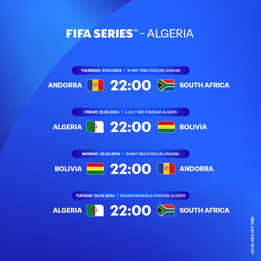 Fedandfut's tweet photo. ⚽ COMPTE ENRERE 🇦🇩
➡️ La setmana vinent, doble compromís de la Selecció de Futbol a les FIFA Series. 
🇿🇦 Sudàfrica i 🇧🇴 Bolívia ens esperen a 🇩🇿 Algeria
🗓️ Partits el dia 21 i 25, tots dos a les 22.00h.
🗺️ Primers partits de la història fora d'Europa.
#️⃣ #SomAndorra https://t.co/a6mDcDr2R0