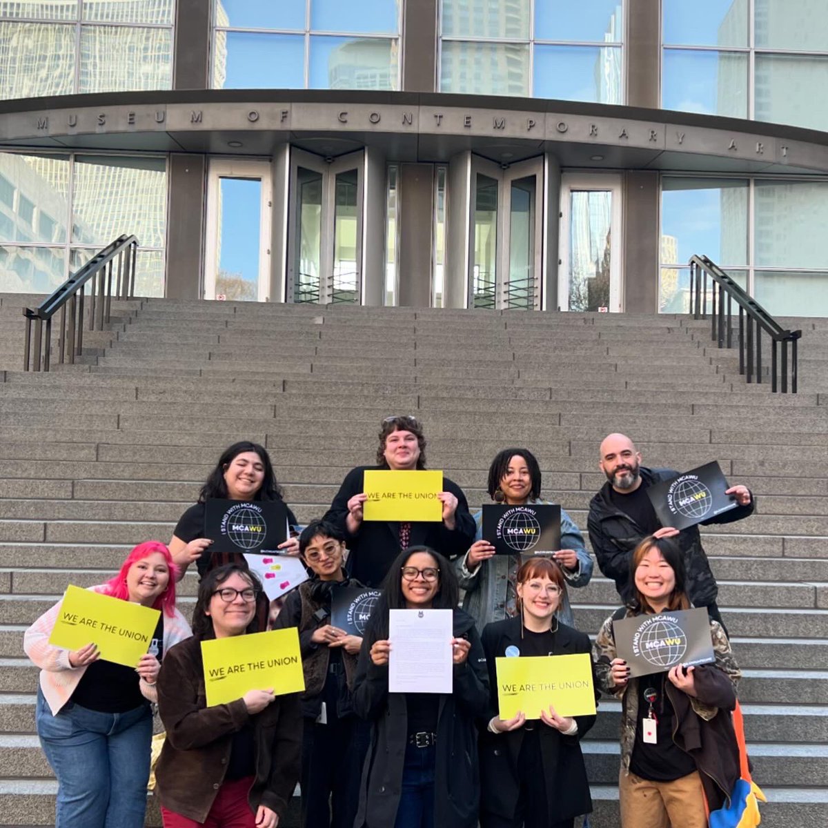 A supermajority of Museum of Contemporary Art Chicago employees have signed union authorization cards. Today we filed them with the National Labor Relations Board, requesting a union election! In addition, we sent a request to MCA leadership to voluntarily recognize our union.