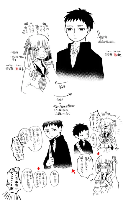 創作男女落書きしてた
女の子女の子してる女の子と一見絶対付き合わなさそうな男子を絡ませるのが楽しい 