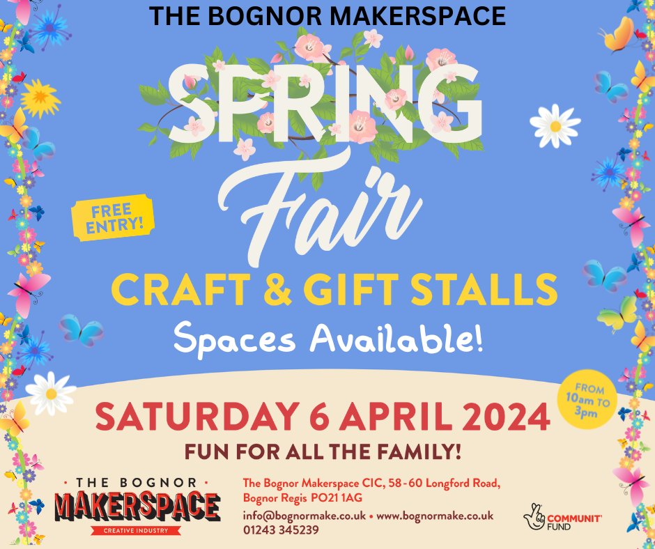 Spaces available for our #Spring Fair - only £10 a stall. Show off and sell your creations! #bognor #charity #community