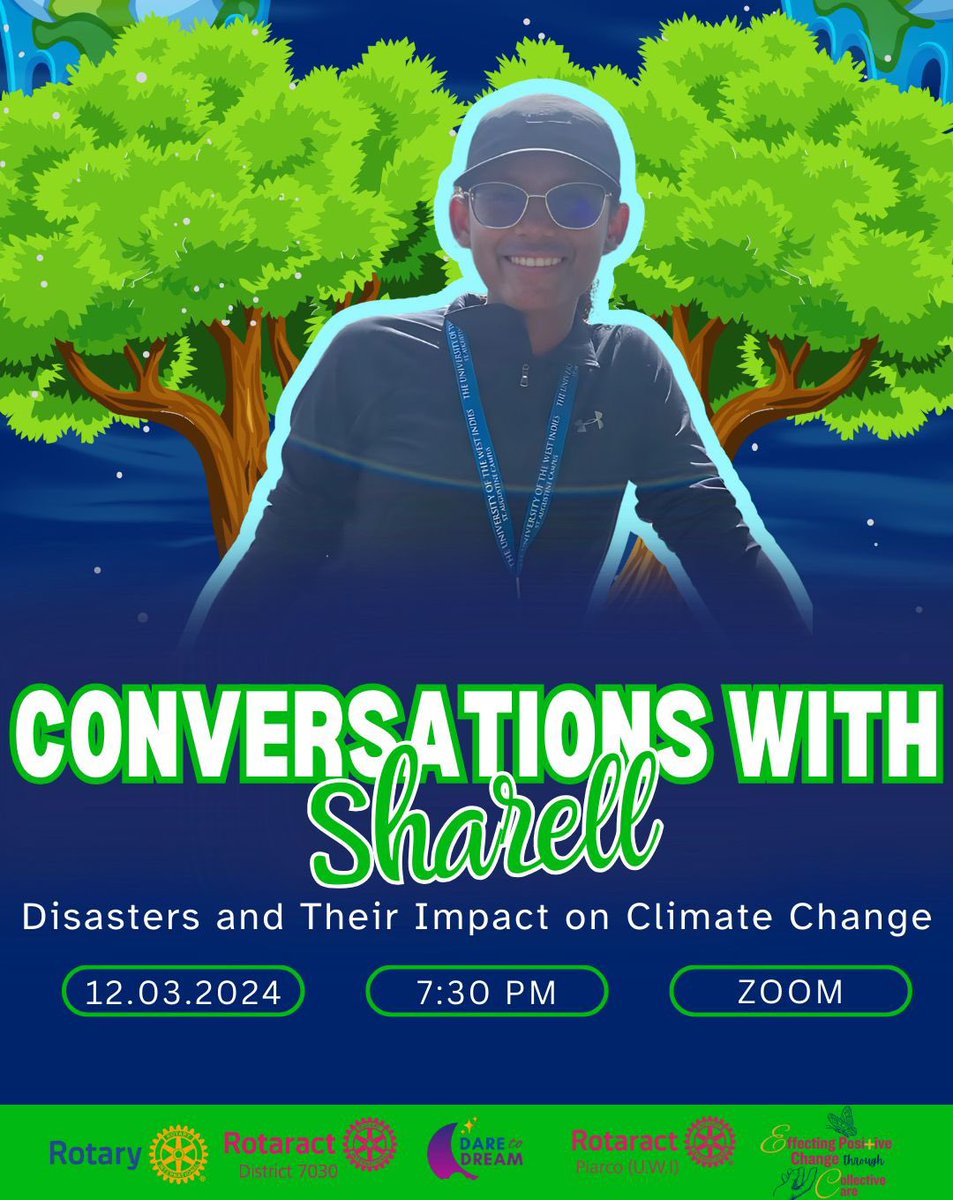 SharellShoon's tweet photo. Grateful for the opportunity to discuss climate change and its impact on natural disasters with the passionate members of Rotaract Club of Piarco (U.W.I) for World  Rotaract Week 2024!#ClimateAction #communityengagement  #climatesolutions https://t.co/dOGk9mh5MK