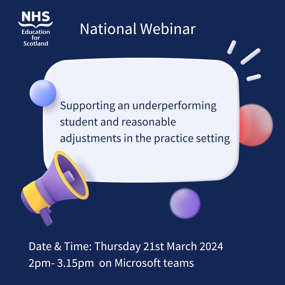 Do you know how to access resources for supporting an underperforming student and reasonable adjustments in the practice setting? There is still time to register for our webinar for nurses, midwives and AHPs to find out more: events.teams.microsoft.com/event/9c8aee08…