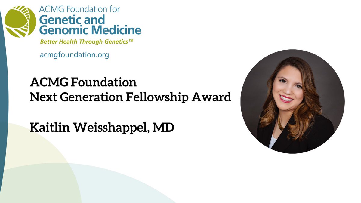 Kaitlin Weisshappel, MD received the 2024 #ACMGFoundation Next Generation Fellowship Award in medical biochemical genetics and genomics. bit.ly/3UBcRf3 #ACMGMtg24 @kateweisshappel @CUAnschutz @anams1975 #NativesinMedicine @UWMadison @uiccom @EmoryMedicine