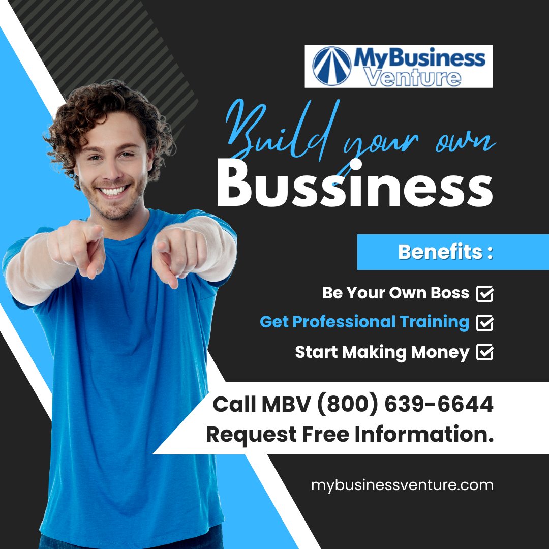 MyBizVenture's tweet image. Build Your Own Business!

Benefits:
- Be Your Own Boss
- Get Professional Training
- Start Making Money

mybusinessventure.com/appointment.ht…

Call (800) 639-6644 Request Free Information.

#betheboss #businessopportunity #ecommerce #ecommercebusiness #smallbusiness #mbv #success