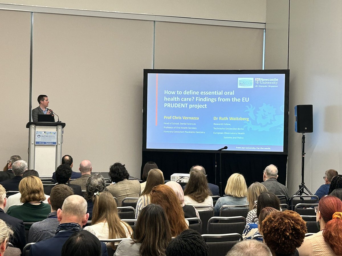 Our head of school, @chrisvernazza , presenting findings from the @PRUDENT_project, highlighting the difficulties of prioritising resources and defining essential care. @IADR @BEHSRofIADR #IADR2024