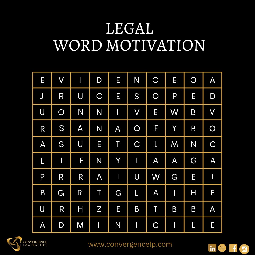 Convergence_LP's tweet image. Just another Wednesday in the law books, how many legal terms can you find in this week puzzle.
#ConvergenceLawPractice 
#legalpuzzle #Wednesday #wordmotivation 
@Alpha_Yom @kaycee4c