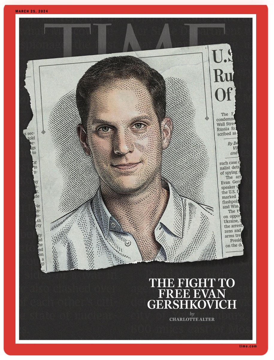 It's been 50 weeks that my friend and colleague Evan Gershkovich has been detained by Russia. The support from friends, colleagues and strangers keeps us going. Evan was on the cover of Time magazine. President Biden mentioned him in his State of the Union address. #FreeEvan