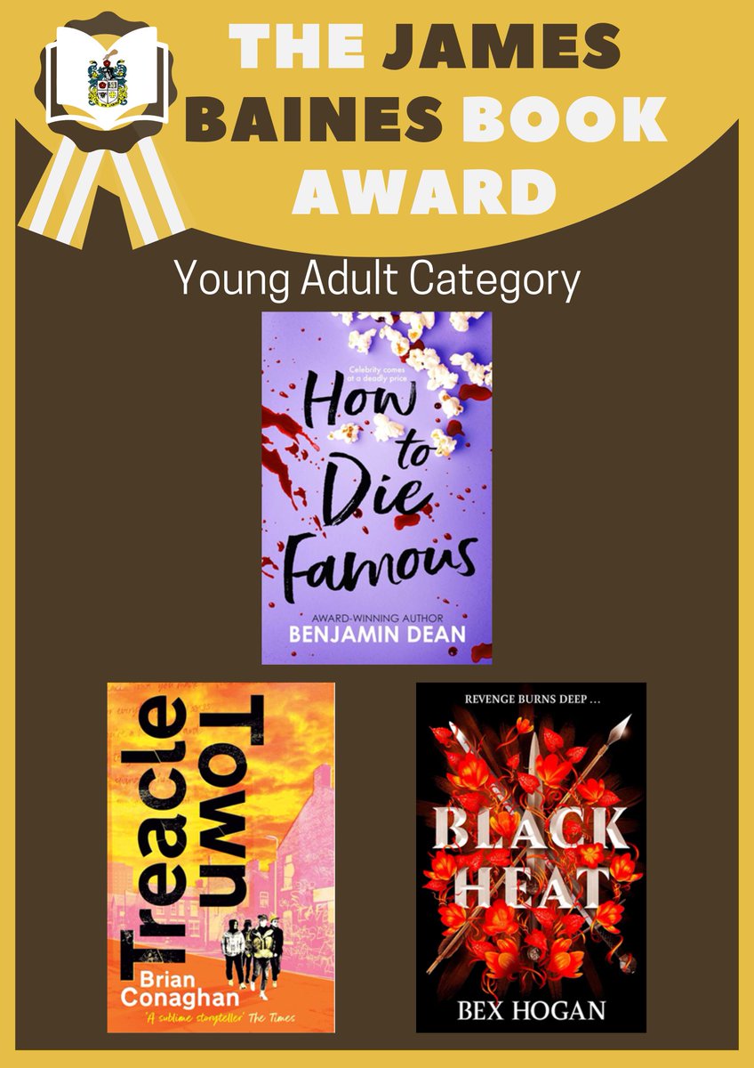 Introducing the shortlist to our new #jamesbainesbookaward! @bexhogan @CiannonS @yarrowtownsend @benjamindean @andyjonesauthor We cannot wait to start reading and will be picking our winners in June!