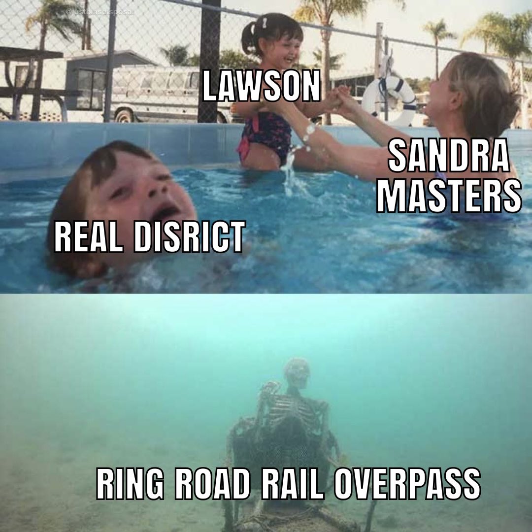 JustBins's tweet photo. As part of her re-election campaign, Mayor Sandra Masters has scraped together $128.1 million from federal, provincial, and city infrastructure funds (Originally intended for transit) to build a new pool on the old Taylor Field site to replace the Lawson.
#yqr | #yrcc | #priorities