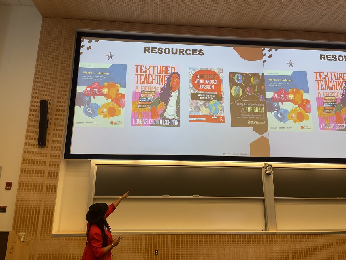 Great shout out for Words &amp; Actions and the other books in her “holy grail” by Allison Perryman <a href="/flenj/">FLENJ</a> #flenjAC24 <a href="/Cupofdiversity/">Dr. Krishauna Hines-Gaither</a> <a href="/actfl/">ACTFL</a> <a href="/pamwesely/">Pam Wesely</a> <a href="/Cassandraglynn/">Cassandra Glynn</a>